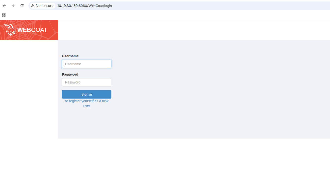 39 webgoat loging page accessed